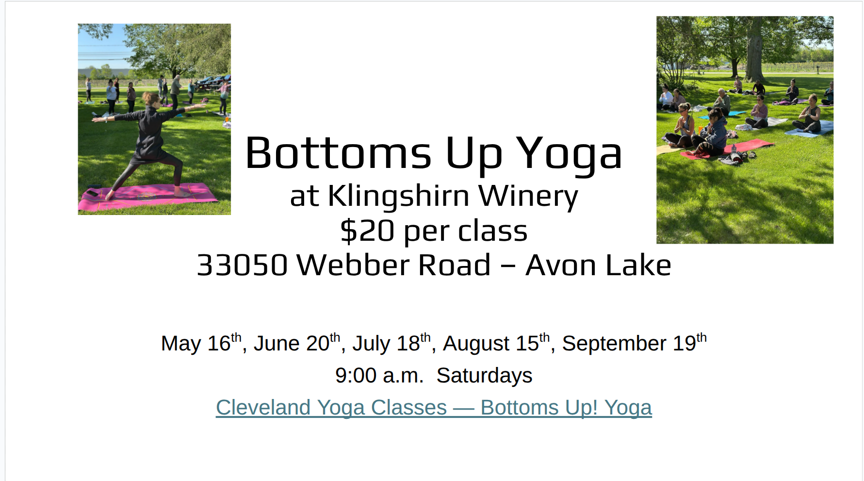 Collage image promoting the 2026 yoga events